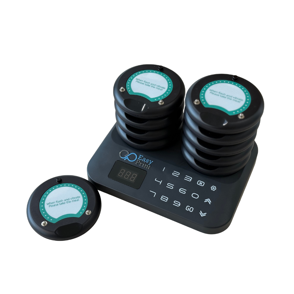 เครื่องเรียกคิวไร้สาย EASYPRINT QS-200 จำนวน 10 เพจเจอร์ สีดำ
